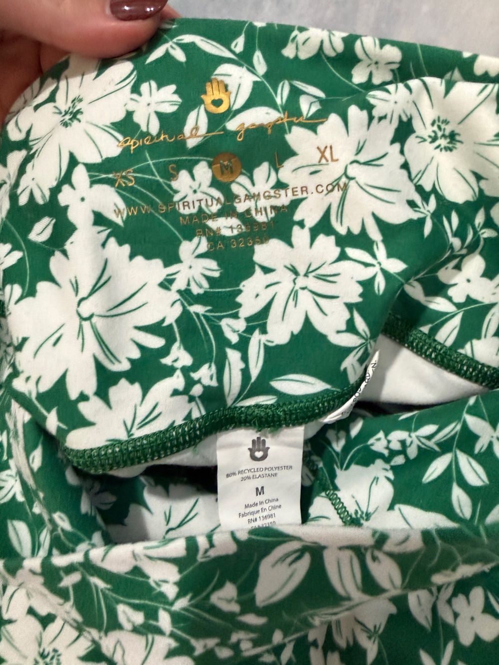Spiritual Gangster Green and White Floral High-Waist Legging & Sports Bra Set - Picture 2 of 5